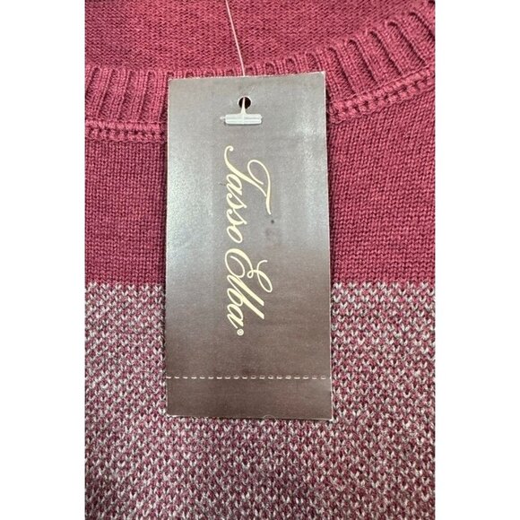 Tasso Elba Crew Neck Sweater Striped Colorblock Red Plum Gray Men's Size XL NWT - Picture 6 of 9